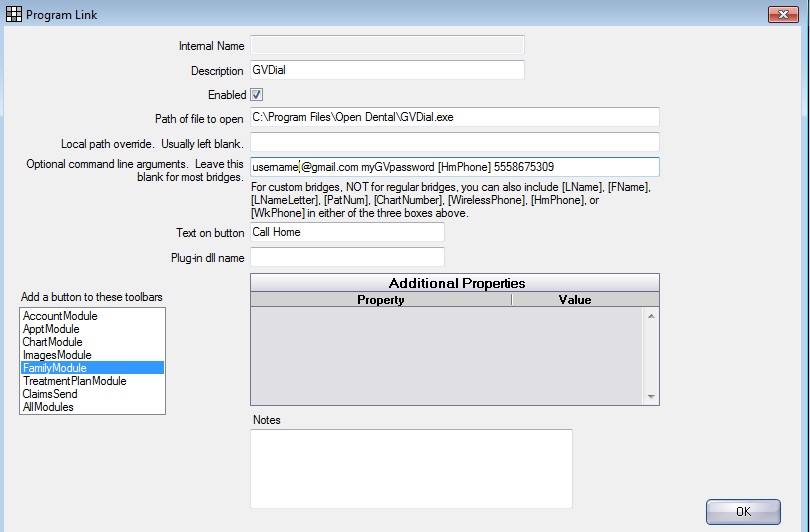 open dental auto notes